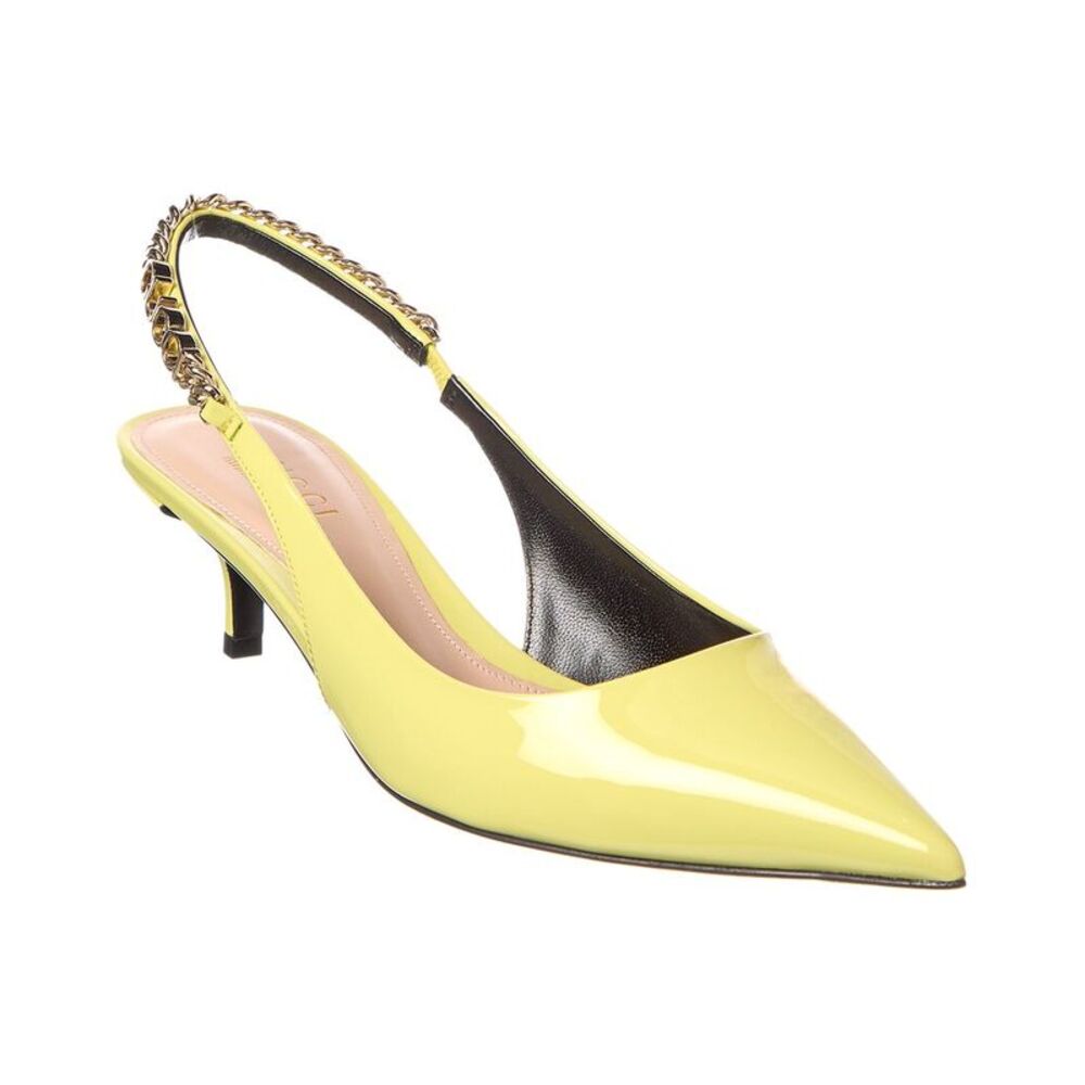 Gucci Signoria Patent Slingback Pump, Yellow